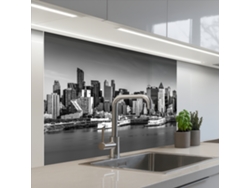 Salpicaderos De Cocina Skyline - Ciudad - Rascacielos - Negro - Blanco 100x80 Cm