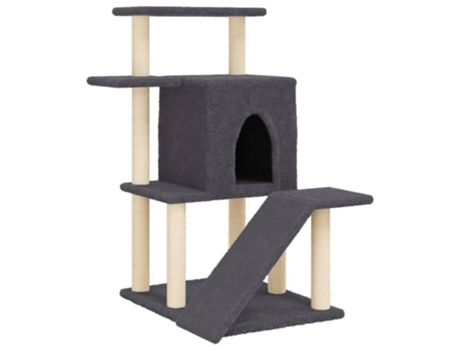 Rascador para gatos con postes de sisal gris oscuro VIDAXL (97 cm)