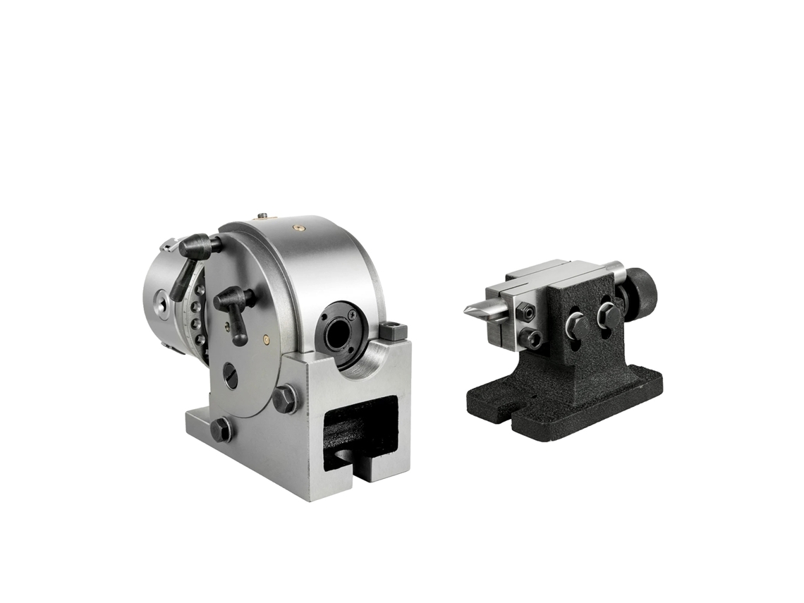 Cabezal divisor, diámetro de mandril de 4", altura central de 4", portaherramientas MT2, con mordaza de 3", 4 pulgadas OEM