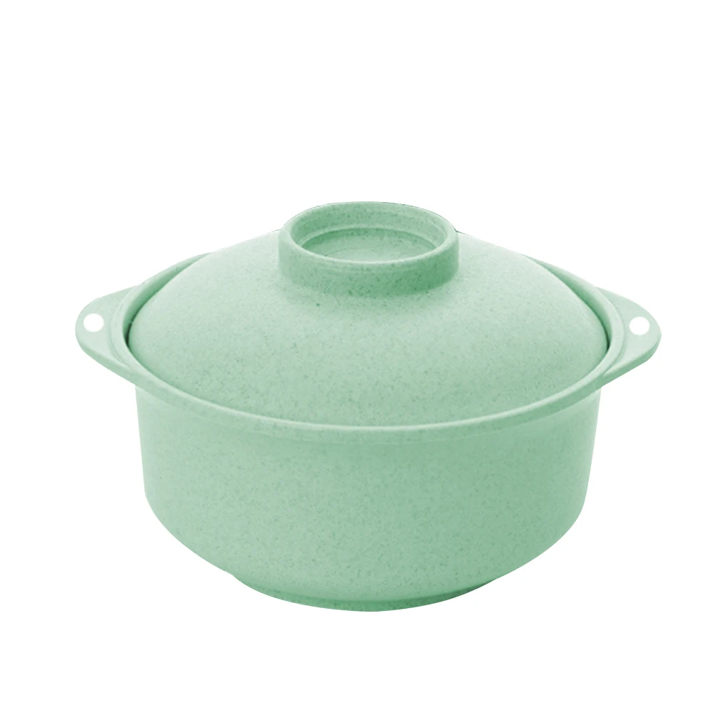 Vaso para fideos instantáneos estilo japonés con tapa de plástico ecológica MDUG (verde)