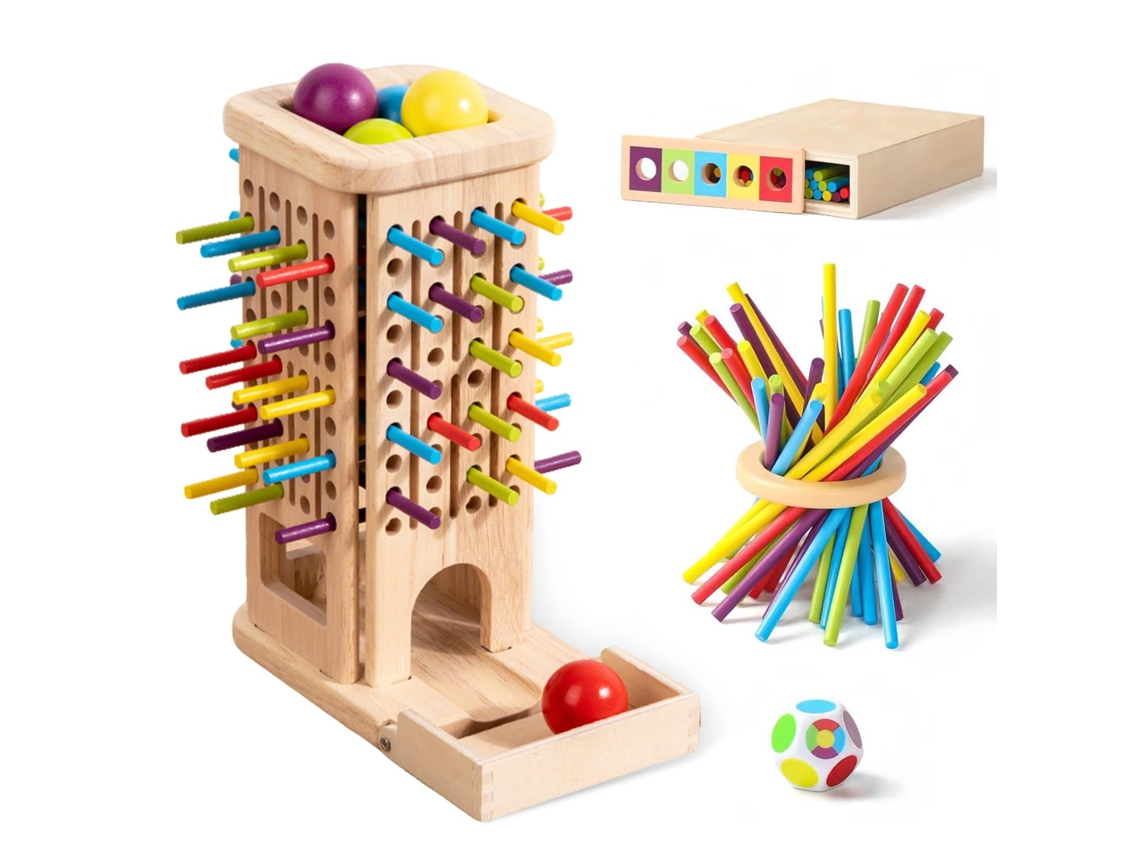 Juego Montessori Madera Niños 3-6 Años, 42 Varillas Y Dado, Motricidad, Regalo Ideal