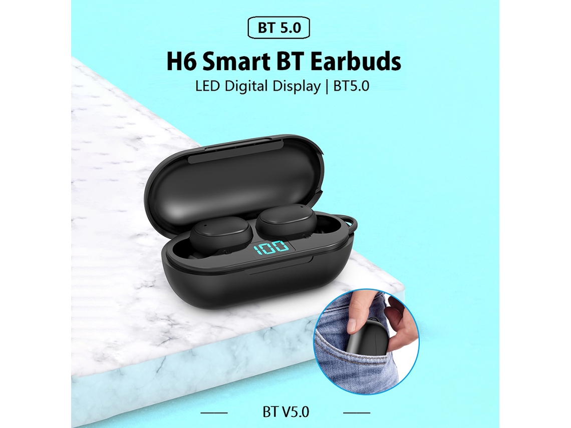 Auriculares Inalámbricos Tws H6 Cancelación Ruido Impermeable Ipx4 Con Estuche De Carga Led