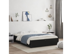 Cama Con Cajones Madera De Ingeniería Negro 140x200 Cm