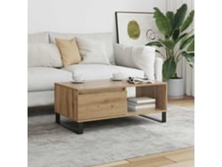 Mesa auxiliar HARLANV1 con tablero de madera de roble artesanal de 90x50x36,5 cm.