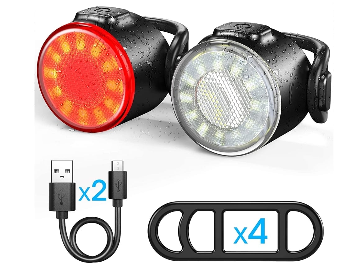 Luces de bicicleta USB recargables Luces de bicicleta Delantero y trasero Impermeable Led Luz de bicicleta Al-Black Light ENZONS