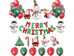 Kit De Decoración Navideña Con Globos De 37 Piezas Y Pancarta De Feliz Navidad.