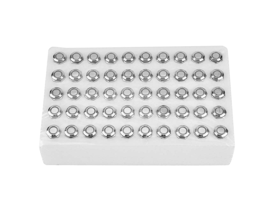 50 Interruptores Pulsadores Momentáneos De 12 Mm, Metal, Led, 24 V, Reinicio Automático, Ip65, Azul, 4 Pines.