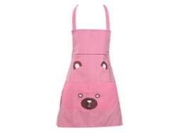 KOFIHETY 1 Pieza Avental de Cocina de Poliéster con Estilo de Dibujo Animado y Rayas, con Bolsillo para Mujeres y Hombres (Rojo Rosa)