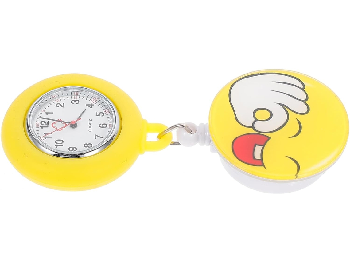 Reloj Enfermera Estable Retráctil Cristal Amarillo Silicona Diseño Adorable Hospitalario Diario Clip Caja Uso