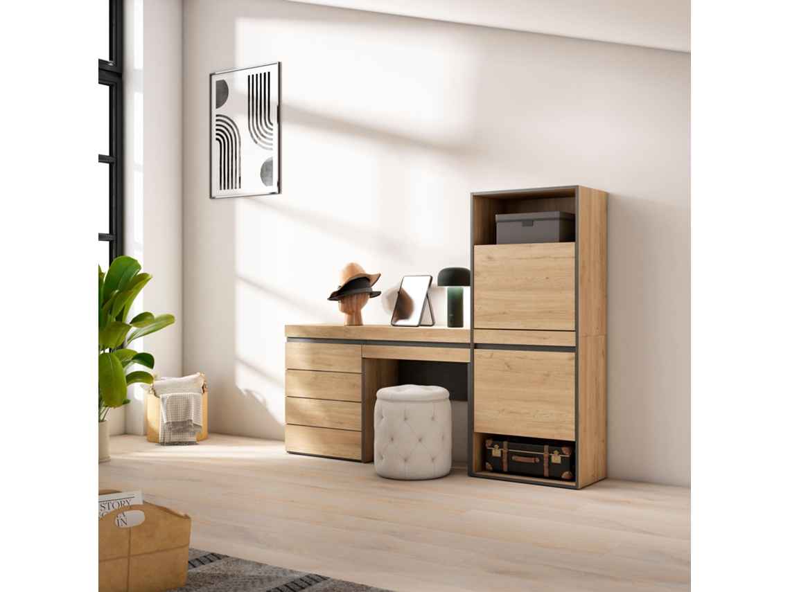 Zapatero, 187x145x35 cm, Dormitorio, habitación, Cómoda, Cajonera, Tocador, Roble SKRAUT HOME