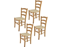 Conjunto de 4 Cadeiras T M C S Venice 322RO-169-NL021 (Castanho - 88x43x44 cm - Madeira)
