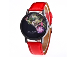 Reloj De Pulsera Casual Zhoulianfa Con Correa De Cuero Y Movimiento De Cuarzo (rojo)