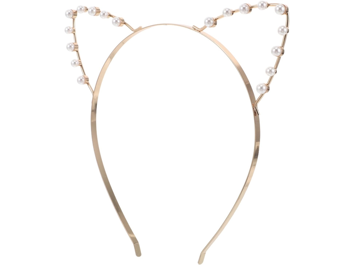Tiara Com Orelhas De Gato E Pérolas Artificiais