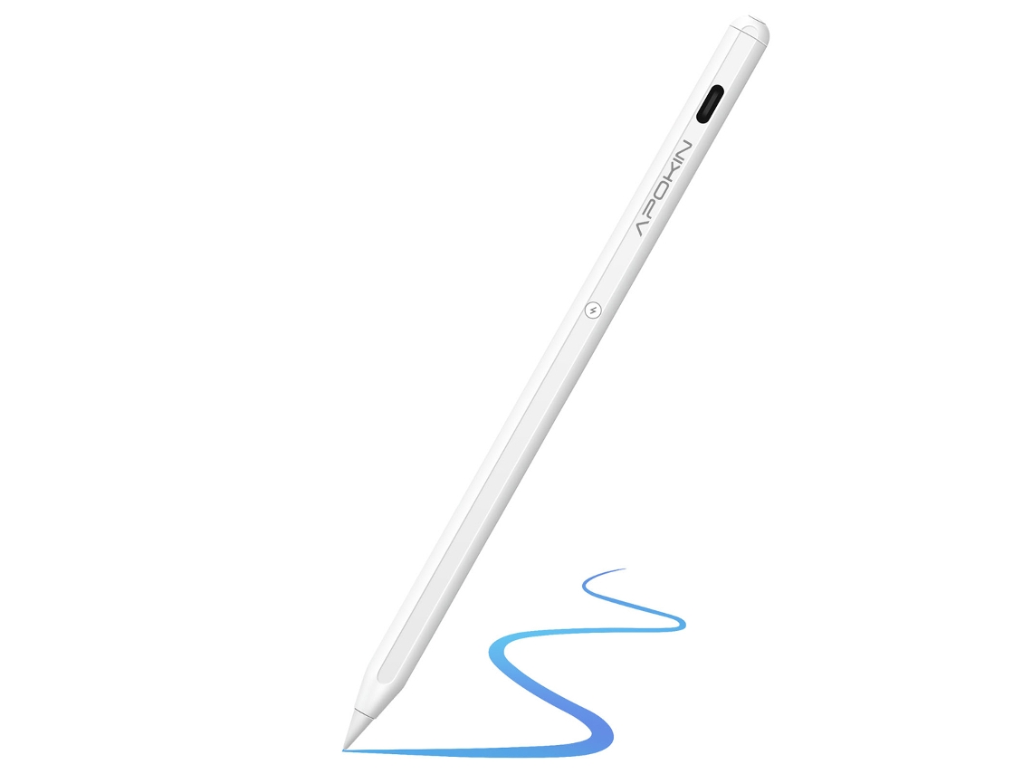 Lápiz Bluetooth Apokin para iPad Pro con fijación magnética y puerto USB-C, 9 h de batería, color blanco