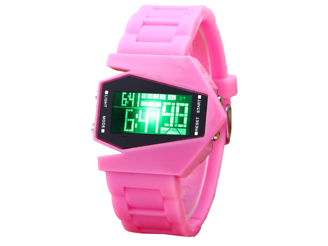 Reloj Digital Multifuncional Con Forma De Avión, Led Unisex, Color Rosa, Para Mujeres Y Hombres.