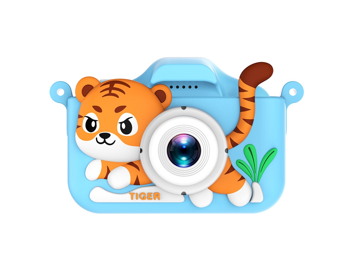 Cámara dual HD para niños con dibujos animados YUNZII (Cámara dual de alta definición Blue Tiger, tarjeta de memoria no incluida)