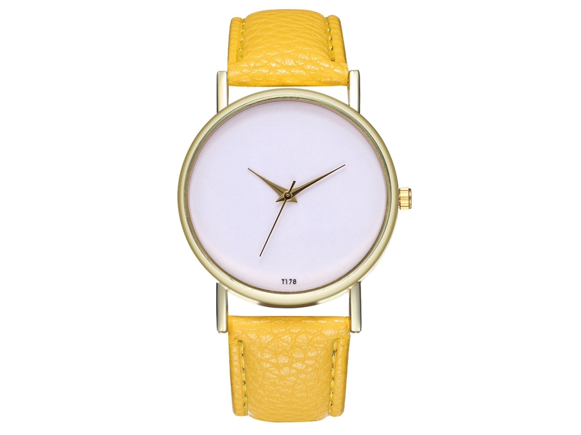 Reloj De Pulsera Unisex De Cuarzo Informal, Regalo Elegante Y A La Moda, Amarillo.