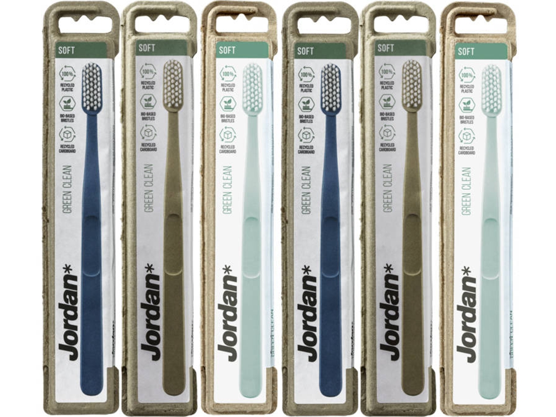 Pack de 6 Cepillos de Dientes JORDAN Green Clean Soft