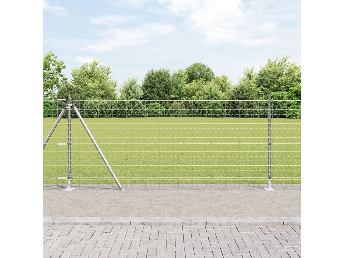 Juego de 7 postes para cerca de acero galvanizado plateado Wsd11459 Lovely Home