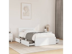 Estructura Cama Con Cabecero Madera Ingeniería Blanca 75x190 Cm