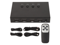 Conmutador KVM 4K 60Hz 18Gbps con 4 entradas y 1 salida, interfaz multimedia HD 2.0 con USB.