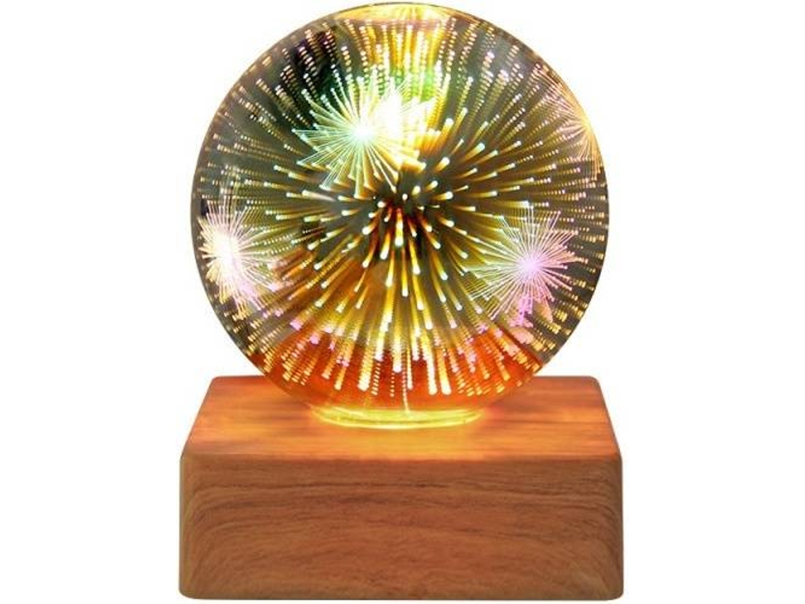 Lámpara de proyector USB con luz nocturna colorida y efecto estrella de fuegos artificiales LED (madera)