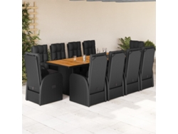 Juego de comedor de jardín de 11 piezas con cojines de mimbre negros de DKD Home Decor