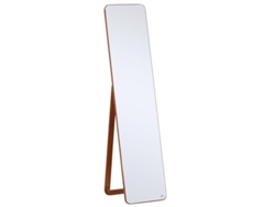 Espejo de cuerpo entero de 37 x 160 cm, para colocar de pie o en la pared, elegante diseño rectangular, color nogal claro. Bga Store