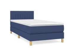 Maison Exclusive - Cama Box Spring Con Colchón Tela Azul 90x200 Cm