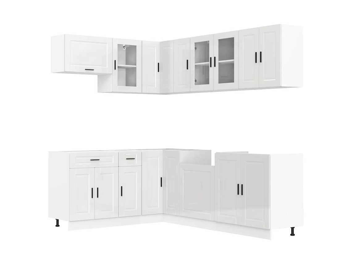 Conjunto 11 Mueble cocina Porto blanco brillo VIDAXLmadera contrachapada