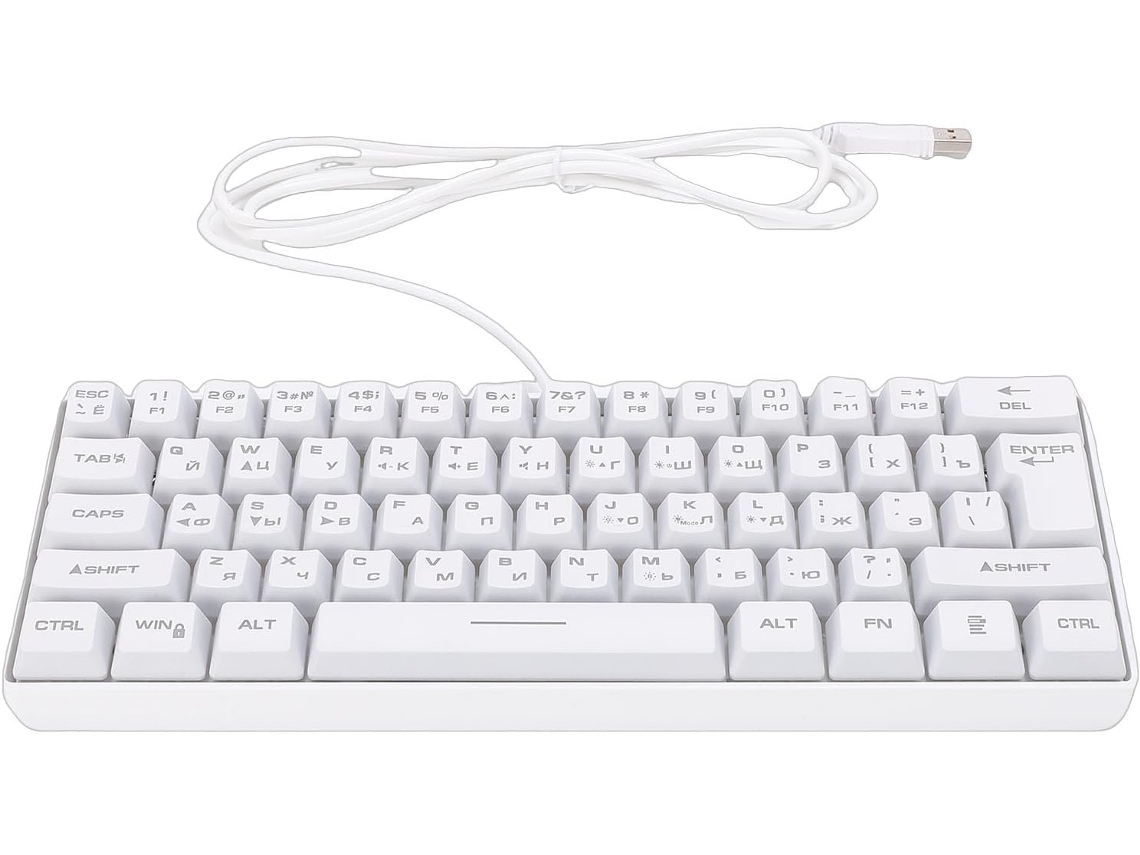 Teclado Mecánico Ruso Compacto Para Juegos Con Cable Rgb De 61 Teclas Y Doble Función