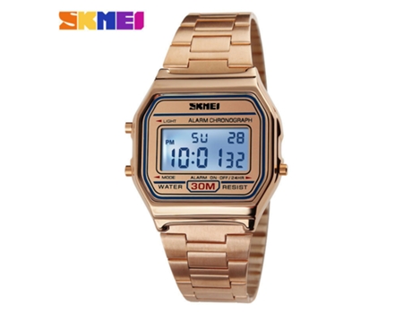 Reloj digital para hombre Relojes de pulsera impermeables cuadrados de negocios-oro rosa LUUCOZK