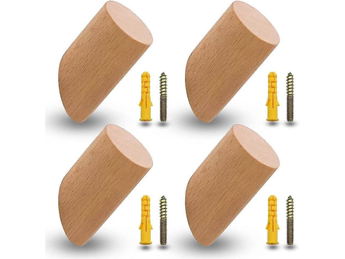 Omni-ganchos De Pared De Haya Y Nogal, Madera, Con 4 Tornillos Y Tuberías De Expansión (6cm)