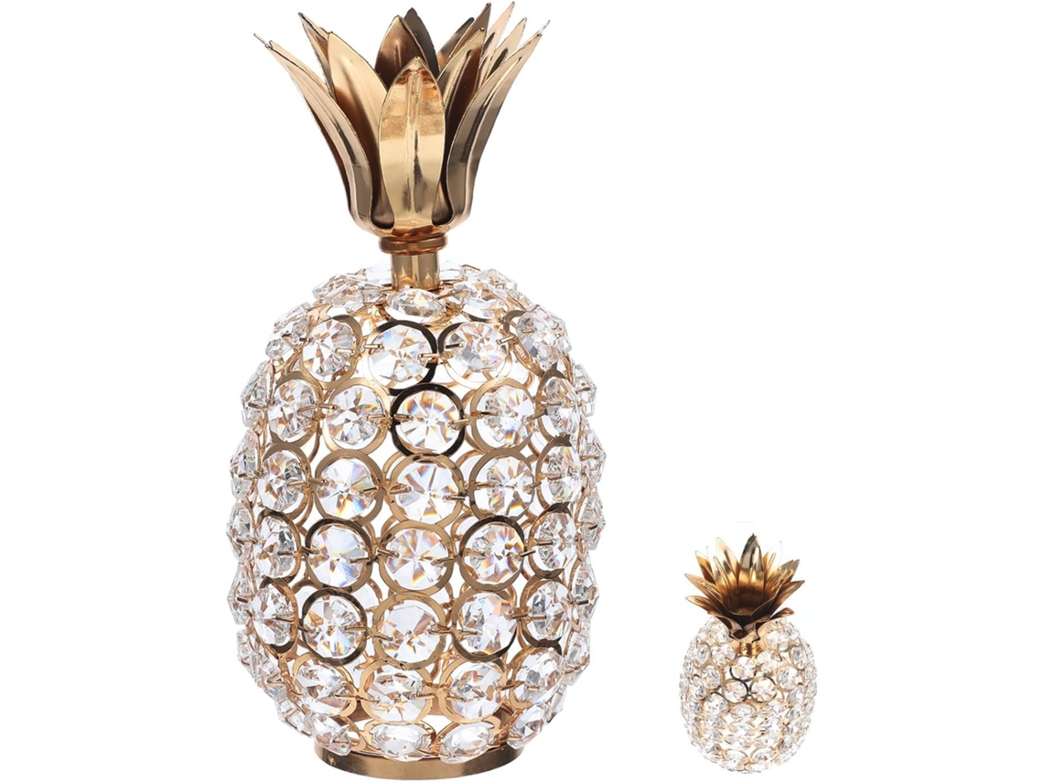 Figura De Piña Con Cuentas De Cristal Dorado, Elegante Decoración Para El Hogar.
