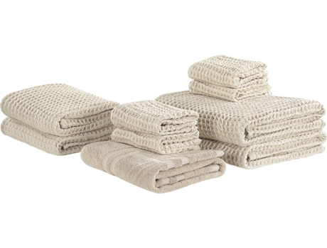 Set 9 Toallas Areora 248116 (Beije - Algodón -70 x140x1 cm)