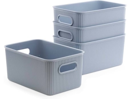 Set 4 Cestas TATAY Baobab 5L (Azul - Plástico PP05 - 27.2 x 18.1 x 13 cm)