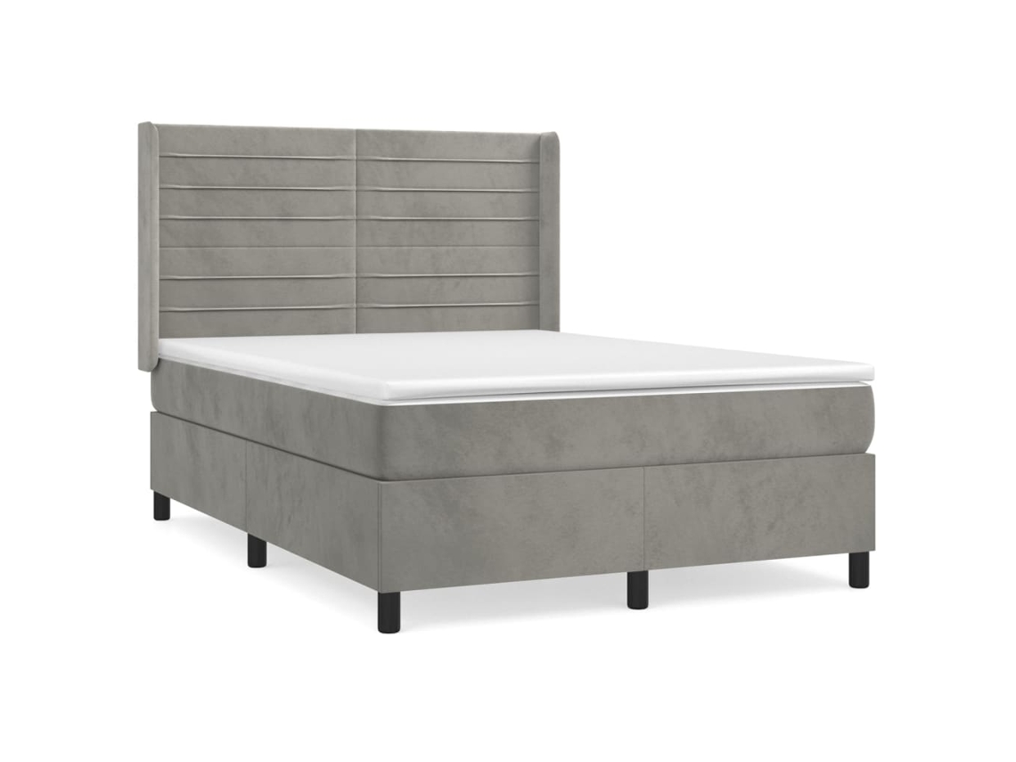 Maison Exclusive - Cama Box Spring Con Colchón Terciopelo Gris Claro 140x190 Cm