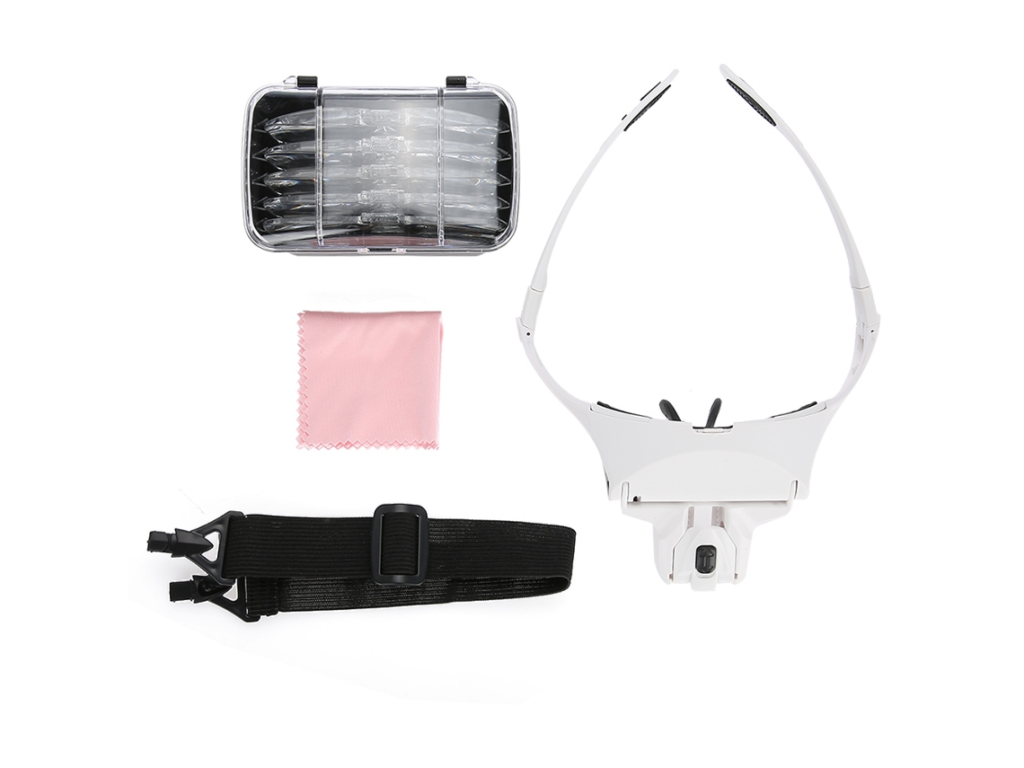 Lupa de diadema con 5 lentes LED para inspección de joyas y reparación de relojes