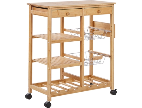 Carrito de Cocina Morino (Marrón - Madera de bambú -37x67x80 cm)