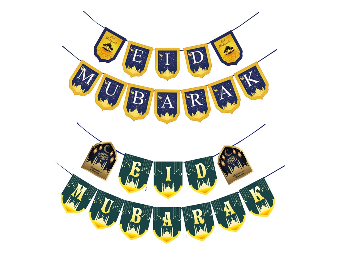 2 juegos de decoración Eid Mubarak, pancarta de Ramadán para fiesta musulmana NEVEANCE