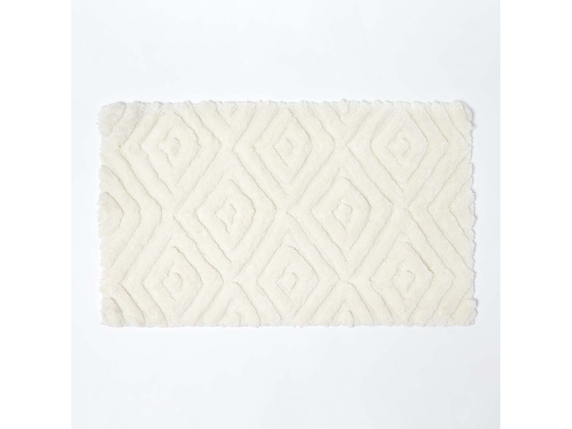 Homescapes Ikat Pattern White Bath Mat
