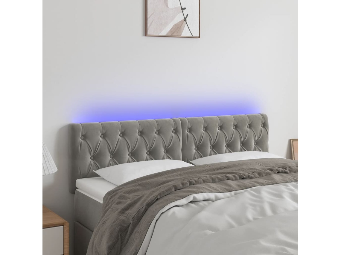 Cabecero Con Led De Terciopelo Gris Claro 160x7x78/88 Cm