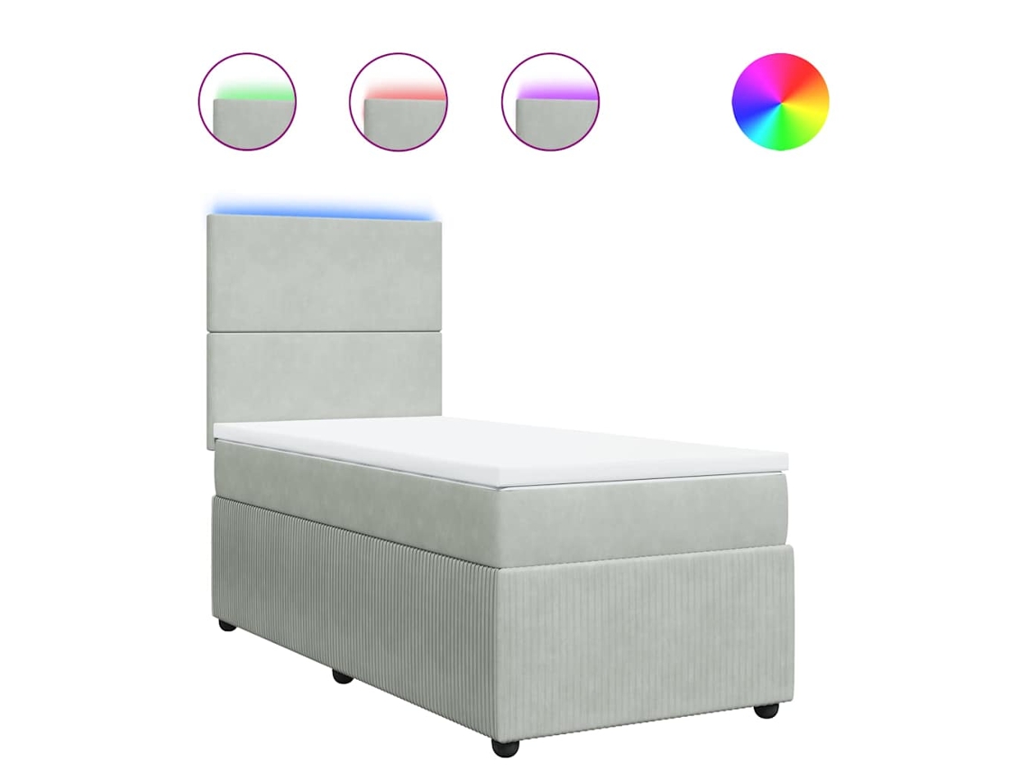 Maison Exclusive - Cama Box Spring Con Colchón Terciopelo Gris Claro 90x190 Cm