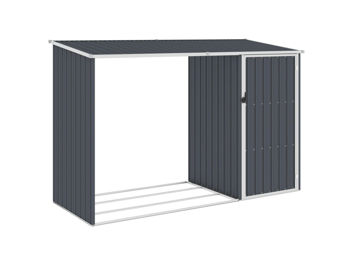 Cobertizo Jardín Leña Antracita Acero Galvanizado 245x98x159cm