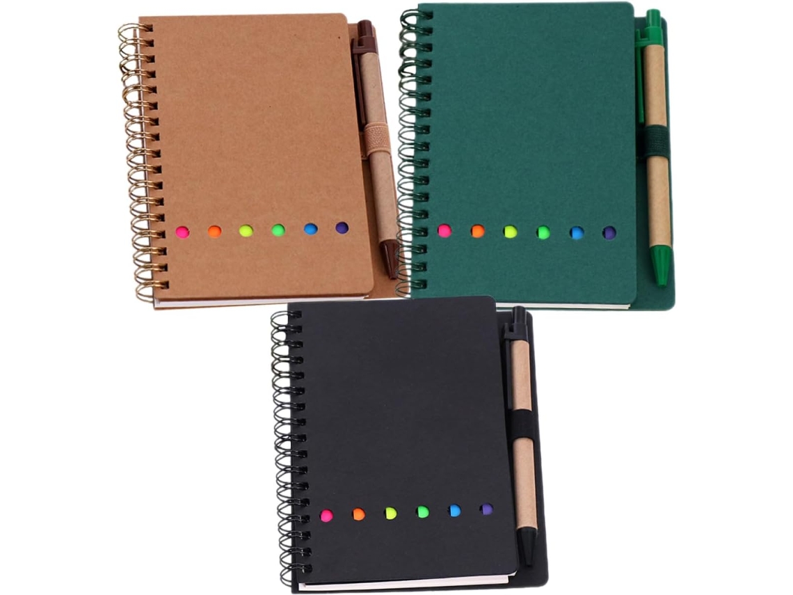 Bloc De Notas Adhesivo Con Espiral, 3 Unidades, Portátil, Papel Offset A Doble Cara, Ligero.