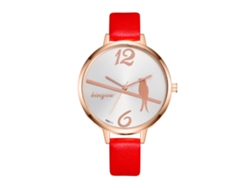 Reloj De Pulsera Sencillo Para Mujer, Estilo Ejecutivo, Con Correa Delgada De Piel Sintética Y Movimiento De Cuarzo (rojo).