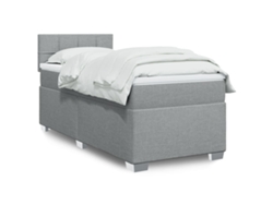 Cama Individual | Cama Box Spring Con Colchón Tela Gris Claro 90x200 Cm