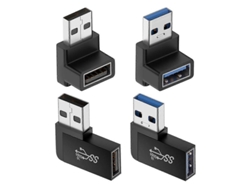 Paquete De 4 Adaptadores Usb 3.0, Ángulo Vertical Y Horizontal, Macho A Hembra, 5 Gbps, Plug And Play.