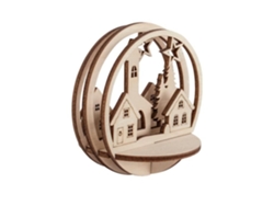 Objeto decorativo - Rayher - Decoración de madera entrelazada Casas para formas acrílicas - Ø 8 cm