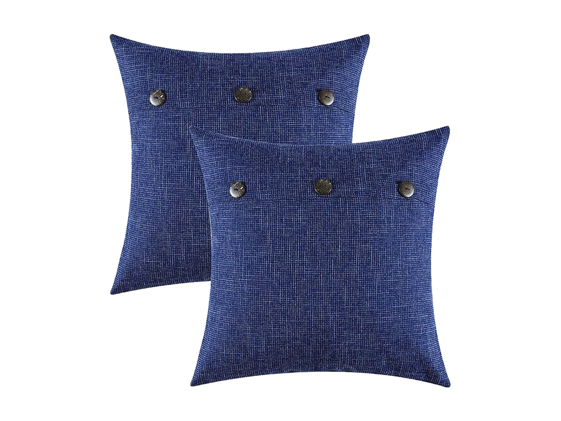 Juego De 2 Fundas De Almohada Con Detalles De Lino Rústico, 45,7 X 45,7 Cm